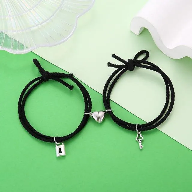 Lovers Lock Heart Magnetic Bracelet For Couples