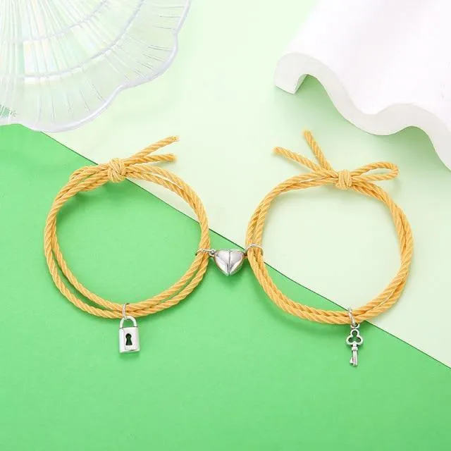 Lovers Lock Heart Magnetic Bracelet For Couples