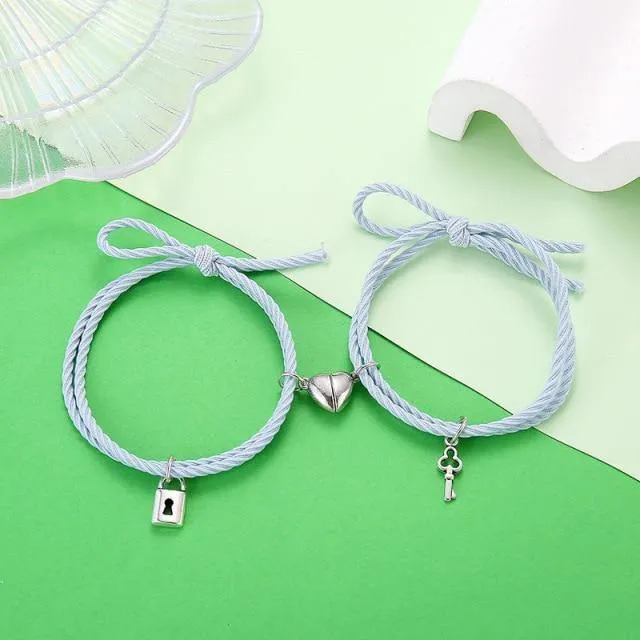 Lovers Lock Heart Magnetic Bracelet For Couples