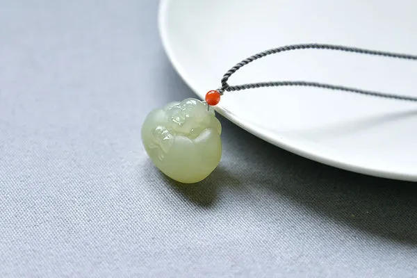 Luxyin Jade Buddha Necklace In Natural Green Jade