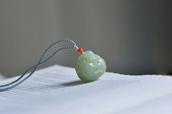 Luxyin Jade Buddha Necklace In Natural Green Jade