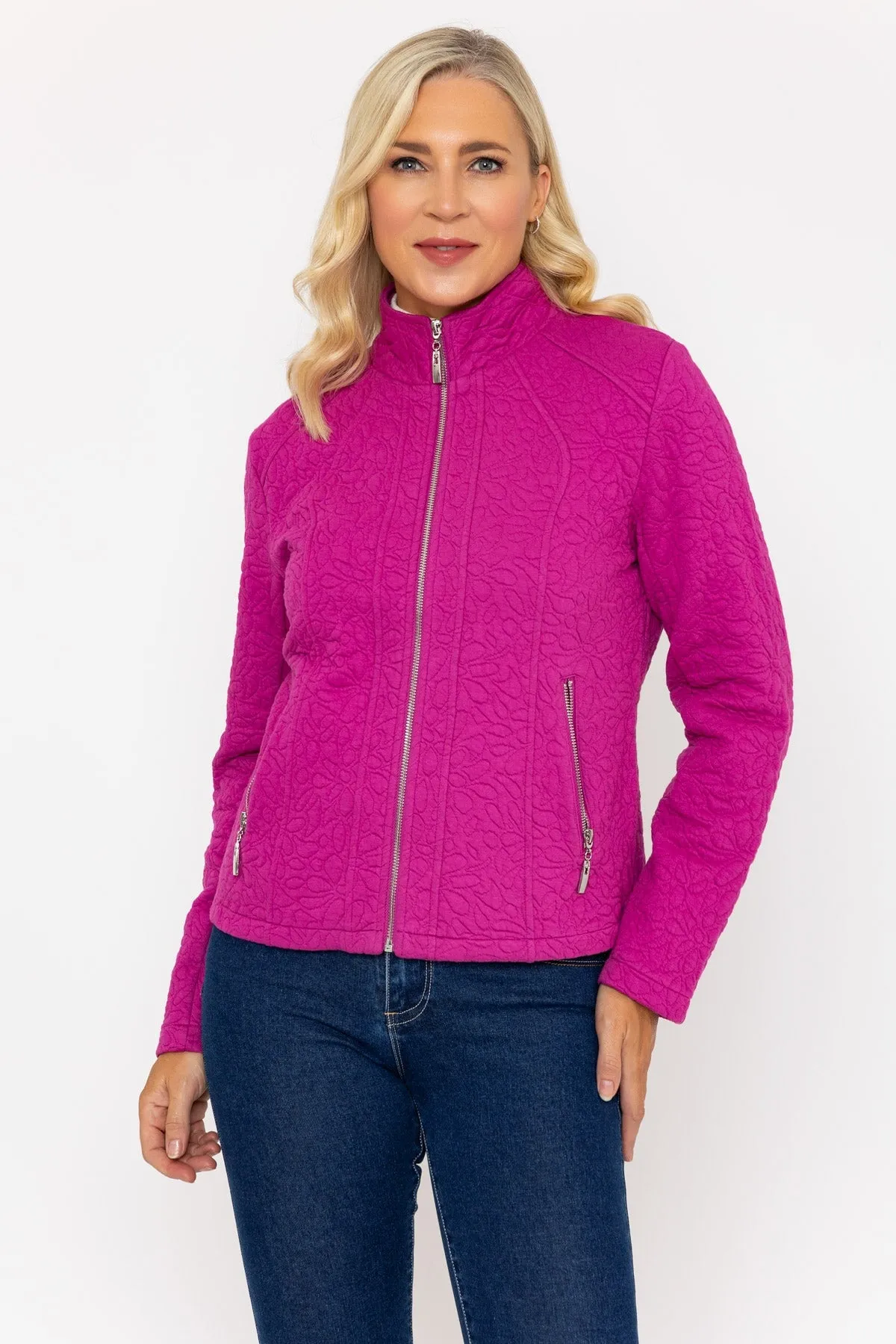 Magenta Pink Textured Jersey Jacket