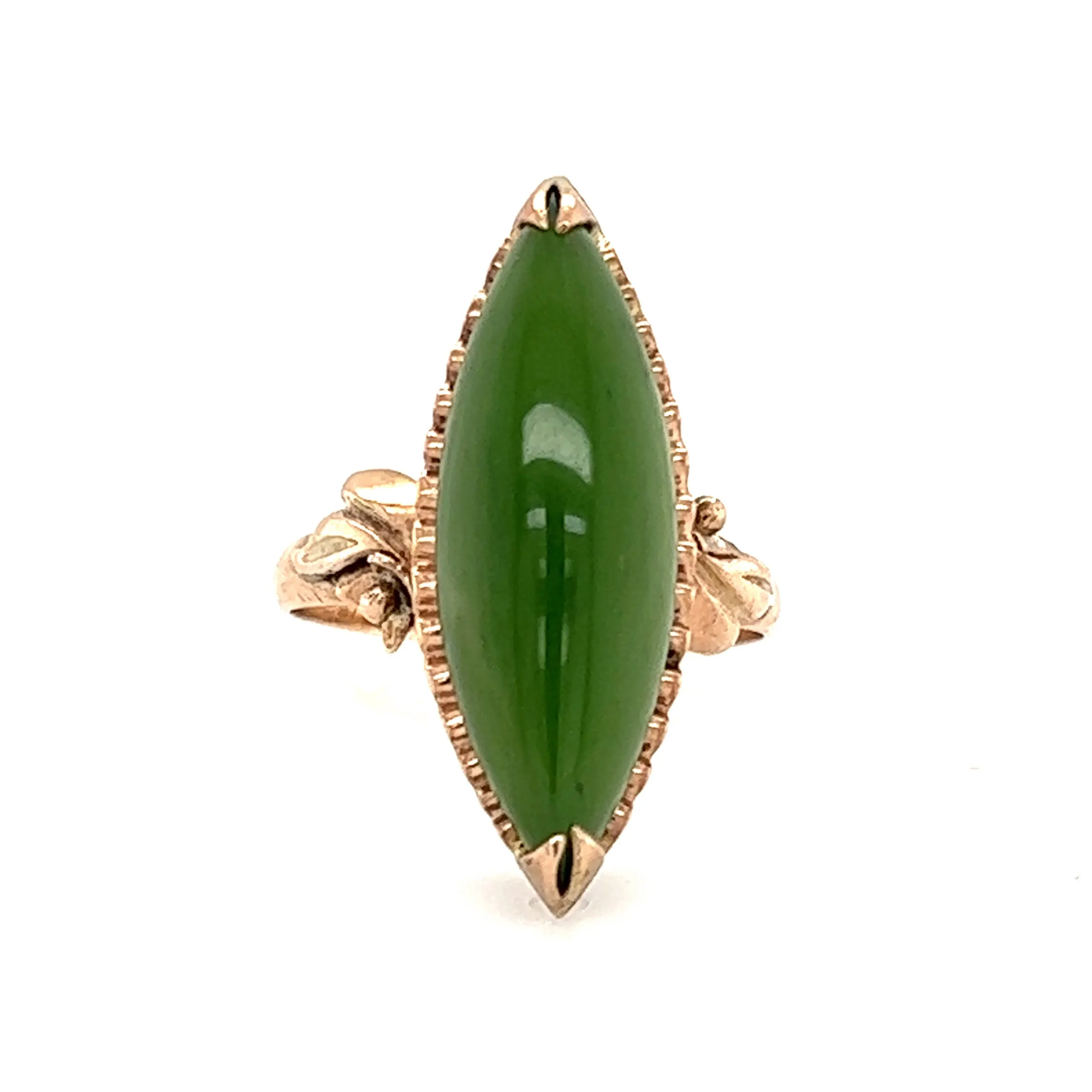 Marquise Jade Ring in 14K Yellow Gold