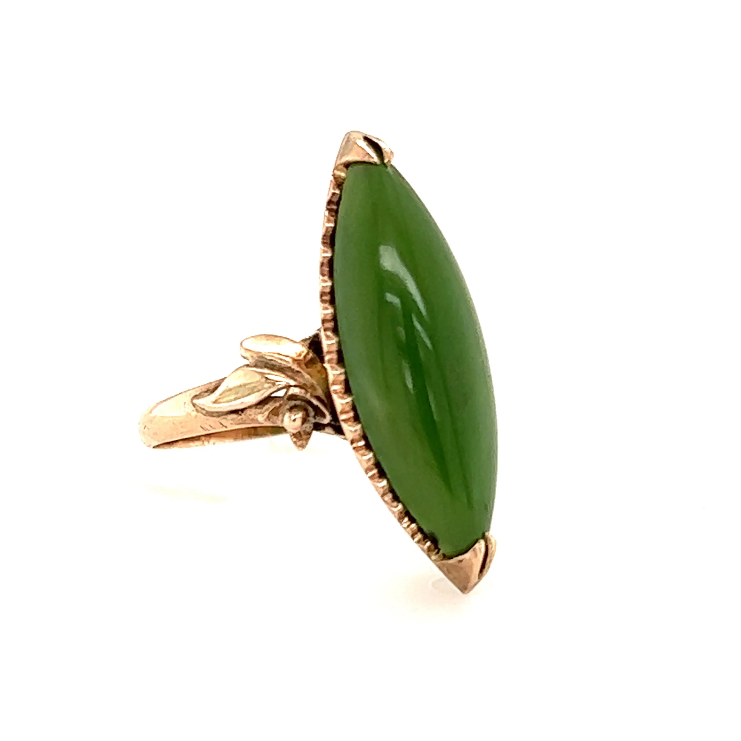 Marquise Jade Ring in 14K Yellow Gold