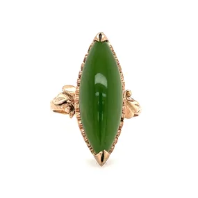 Marquise Jade Ring in 14K Yellow Gold