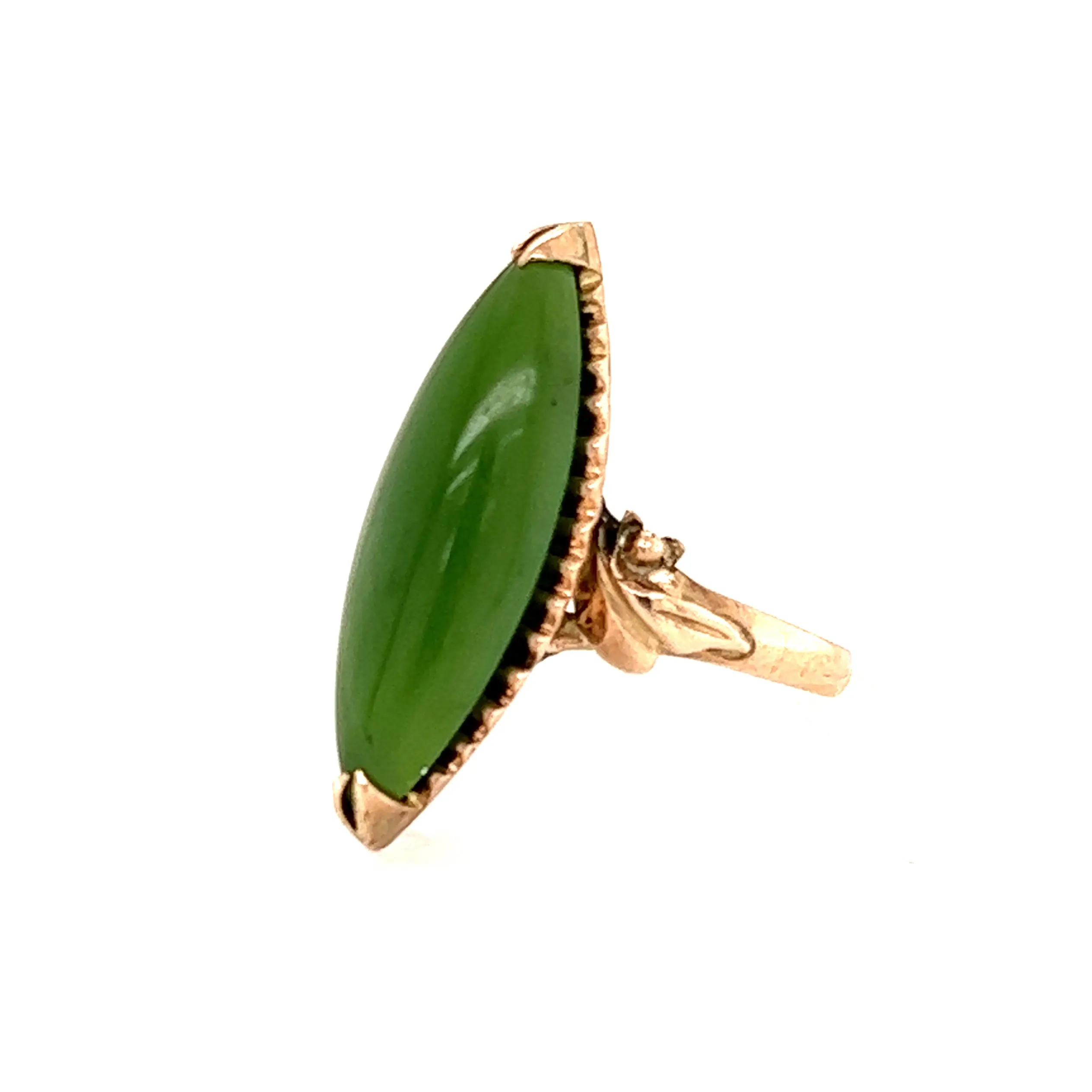 Marquise Jade Ring in 14K Yellow Gold