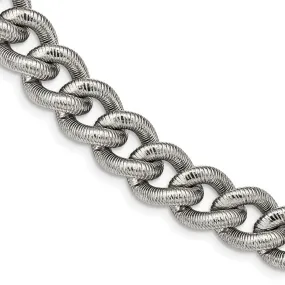 Men's 14.5mm Stainless Steel Textured Curb Chain Necklace, 23.75 Inch