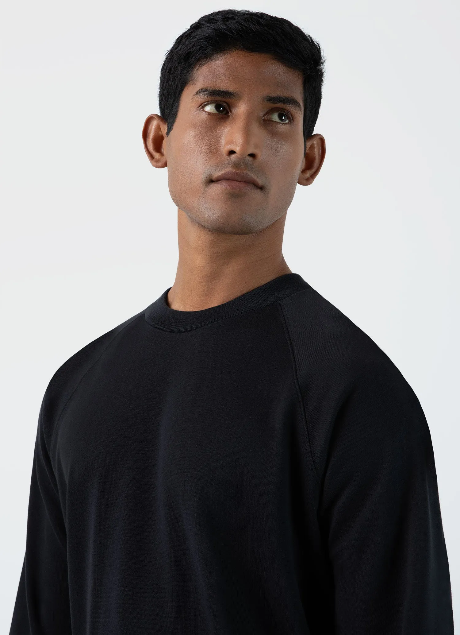 Men's Sea Island Cotton Sweatshirt in Black