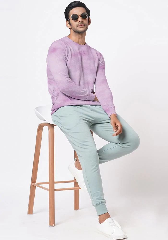 Mens Textured Sweatshirt-Orchid Pink