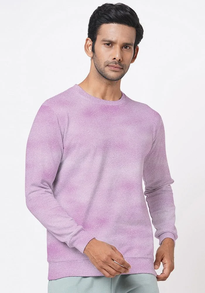 Mens Textured Sweatshirt-Orchid Pink