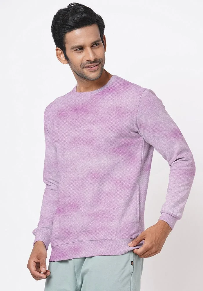 Mens Textured Sweatshirt-Orchid Pink