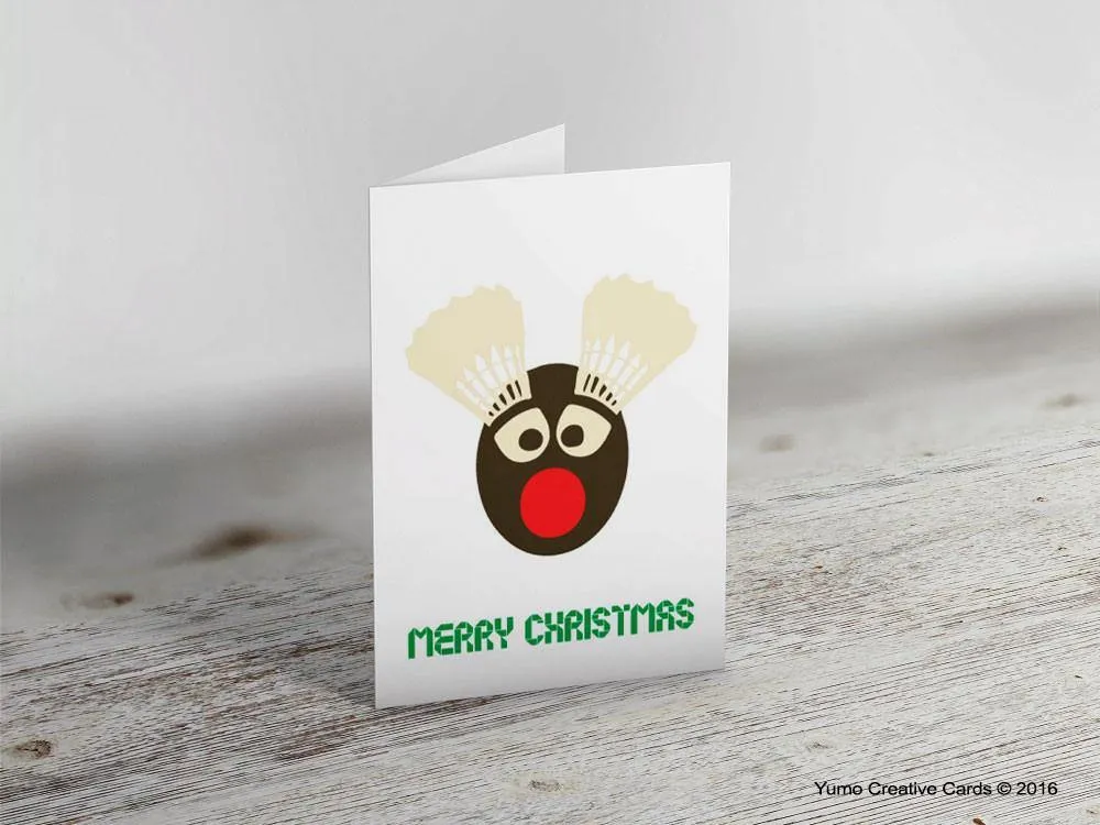 'Merry Christmas' Shuttle Deer Badminton Christmas Card