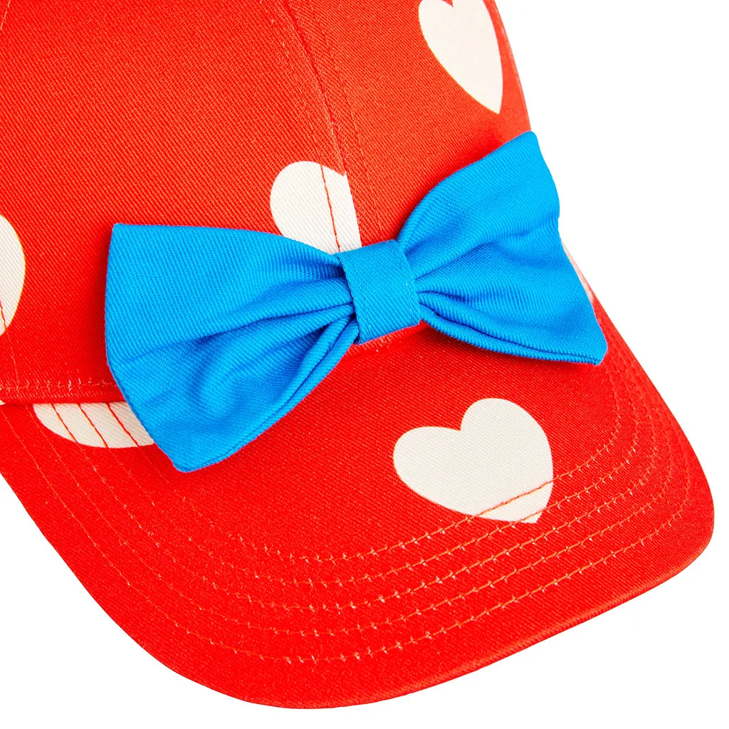 Mini Rodini Child Hearts Bow Cap Red