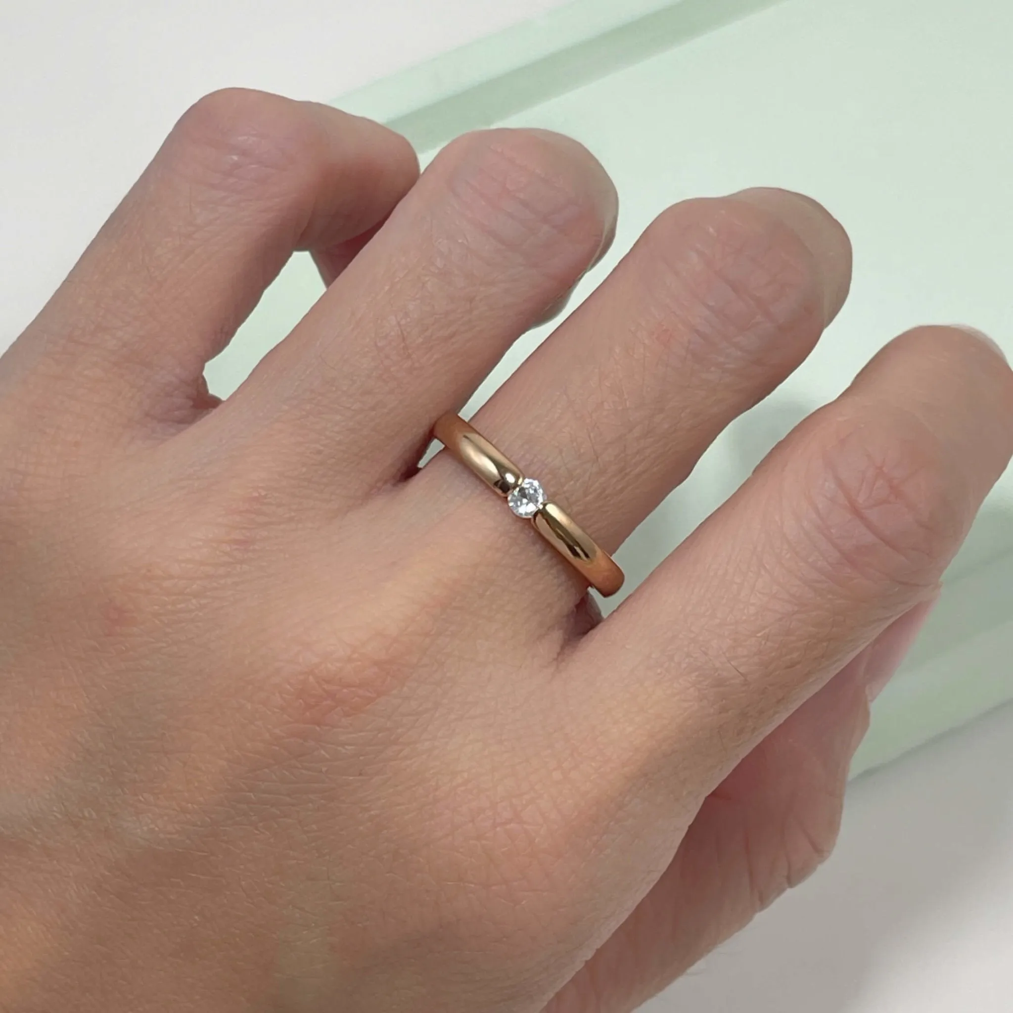 Minimal Zirconia Band Ring Rose Gold