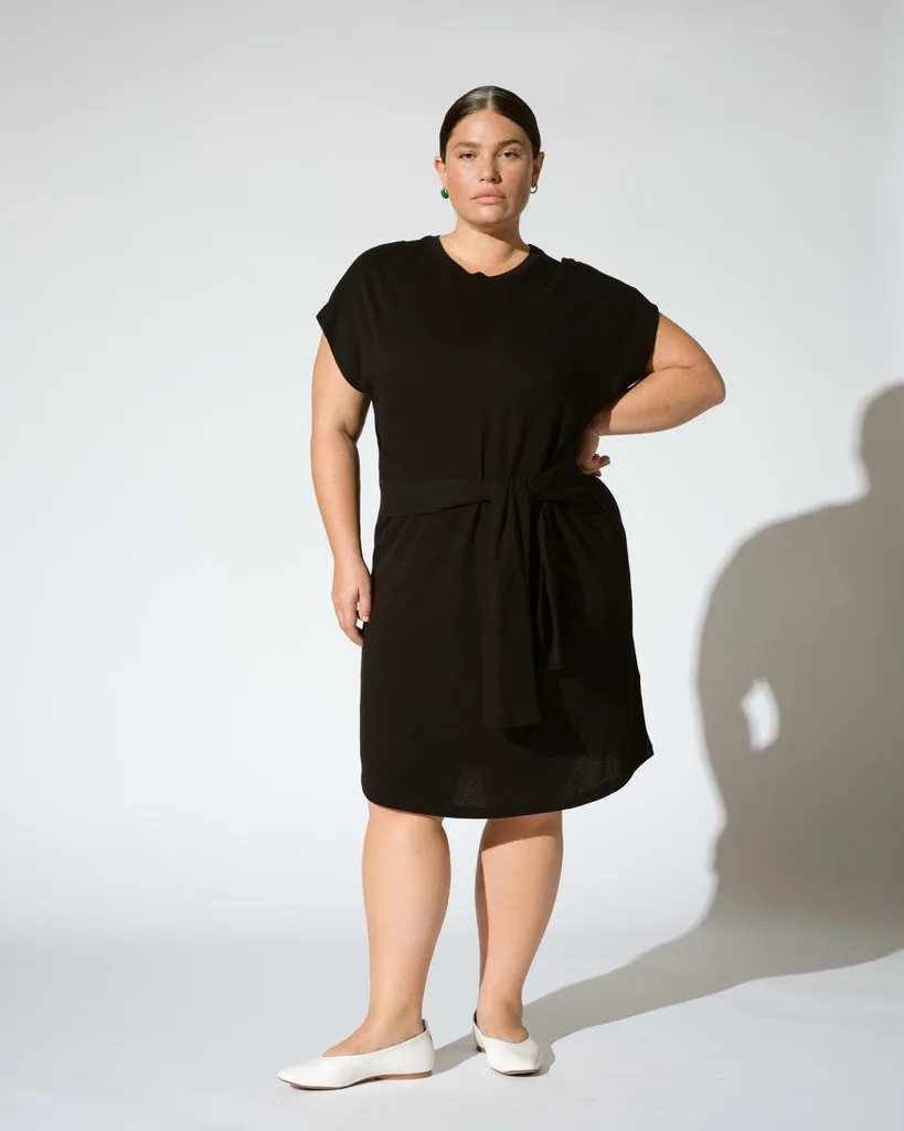 Misa Linen Jersey Tie Dress - Black