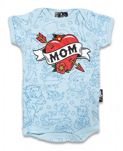 Mom Heart Blue Onesie