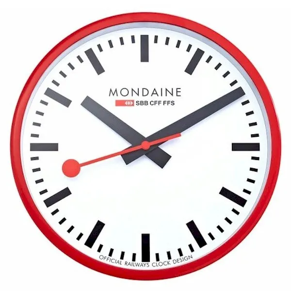 Mondaine Clocks A990.CLOCK.11SBC Red/White Analog Wall Clock