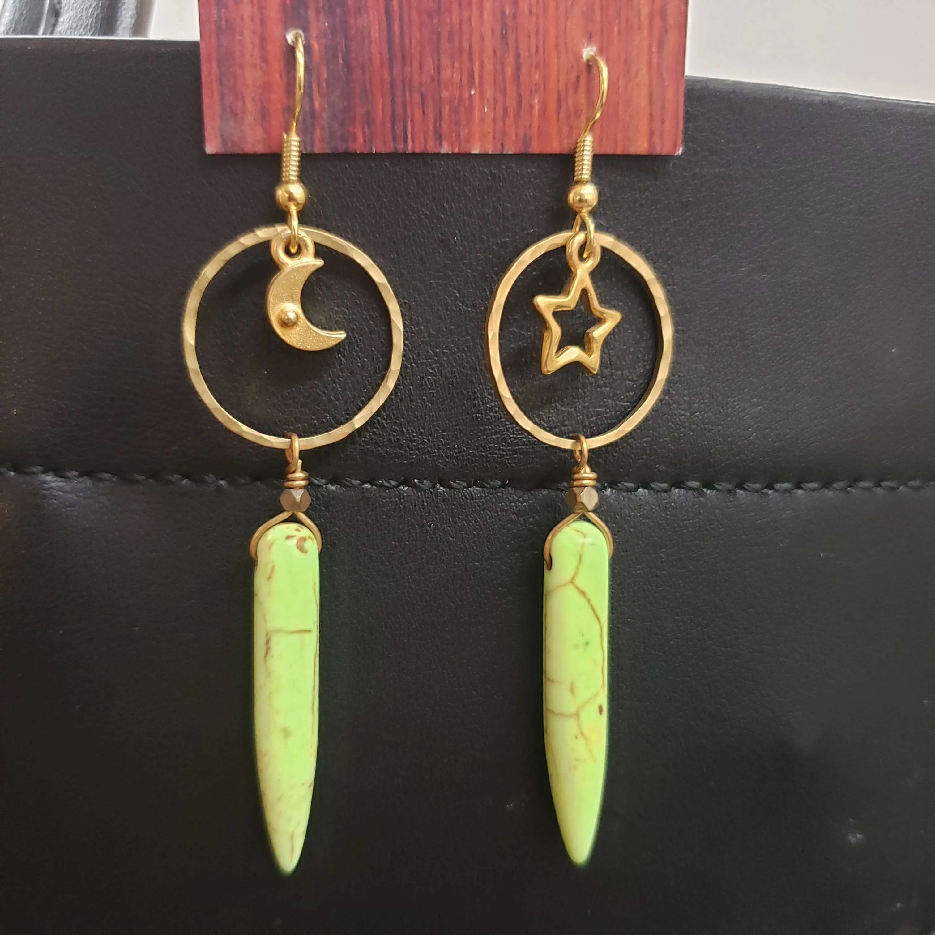 Moon and Stars Spiked Hoop Earrings