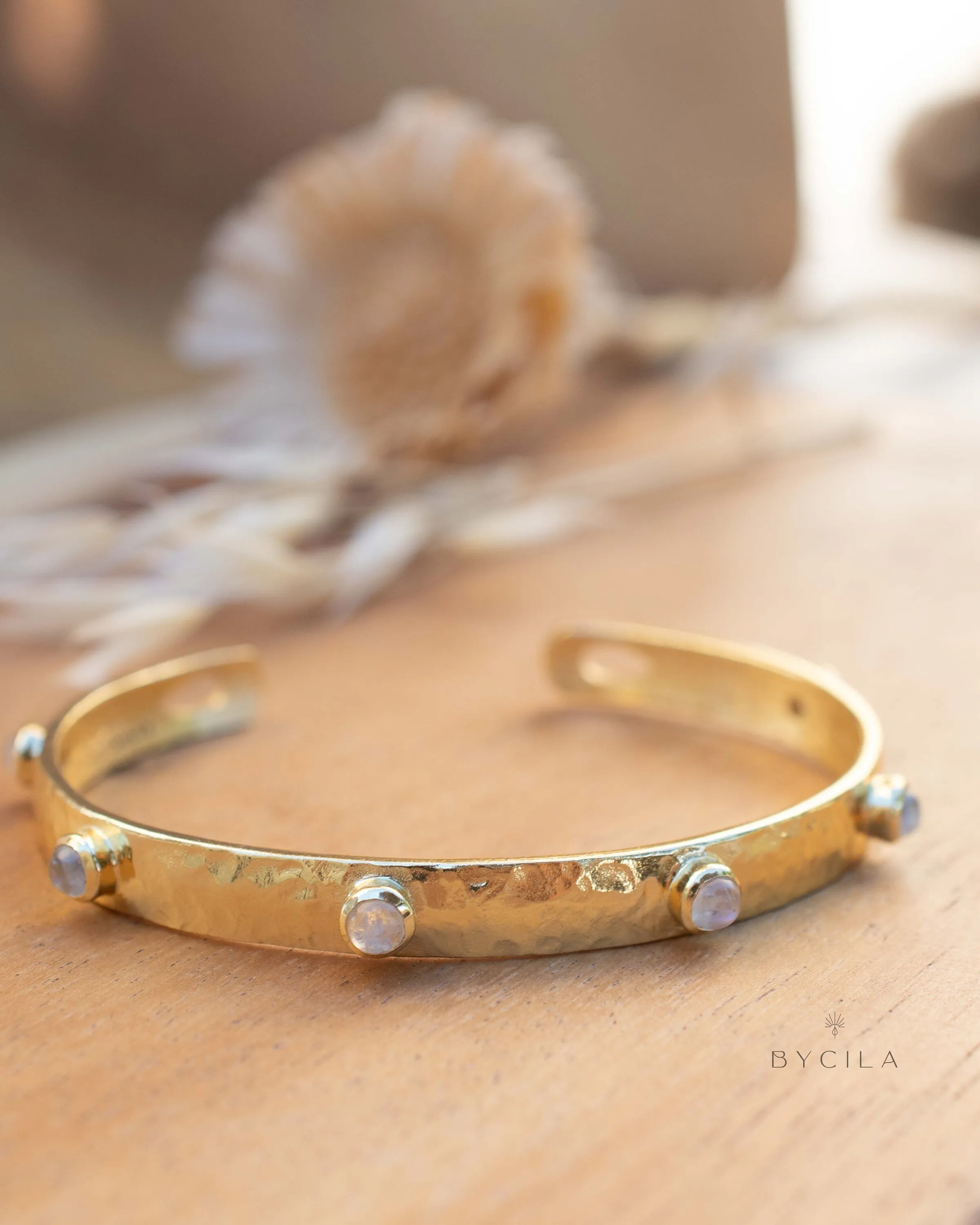 Moonstone Bangle Bracelet *  Gold Plated *  * BJB059