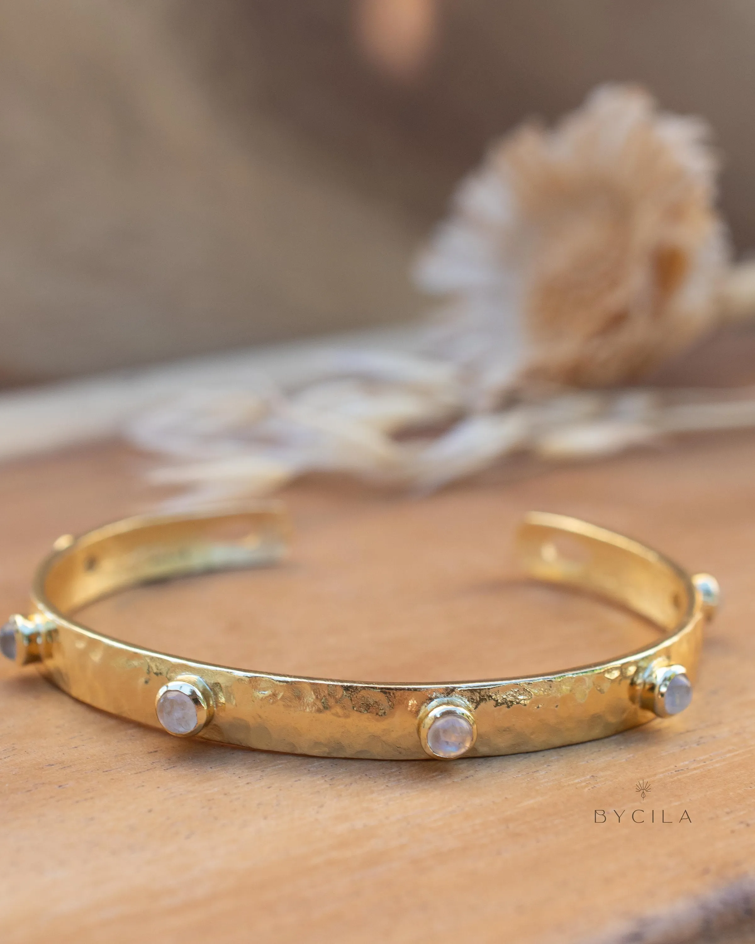 Moonstone Bangle Bracelet *  Gold Plated *  * BJB059