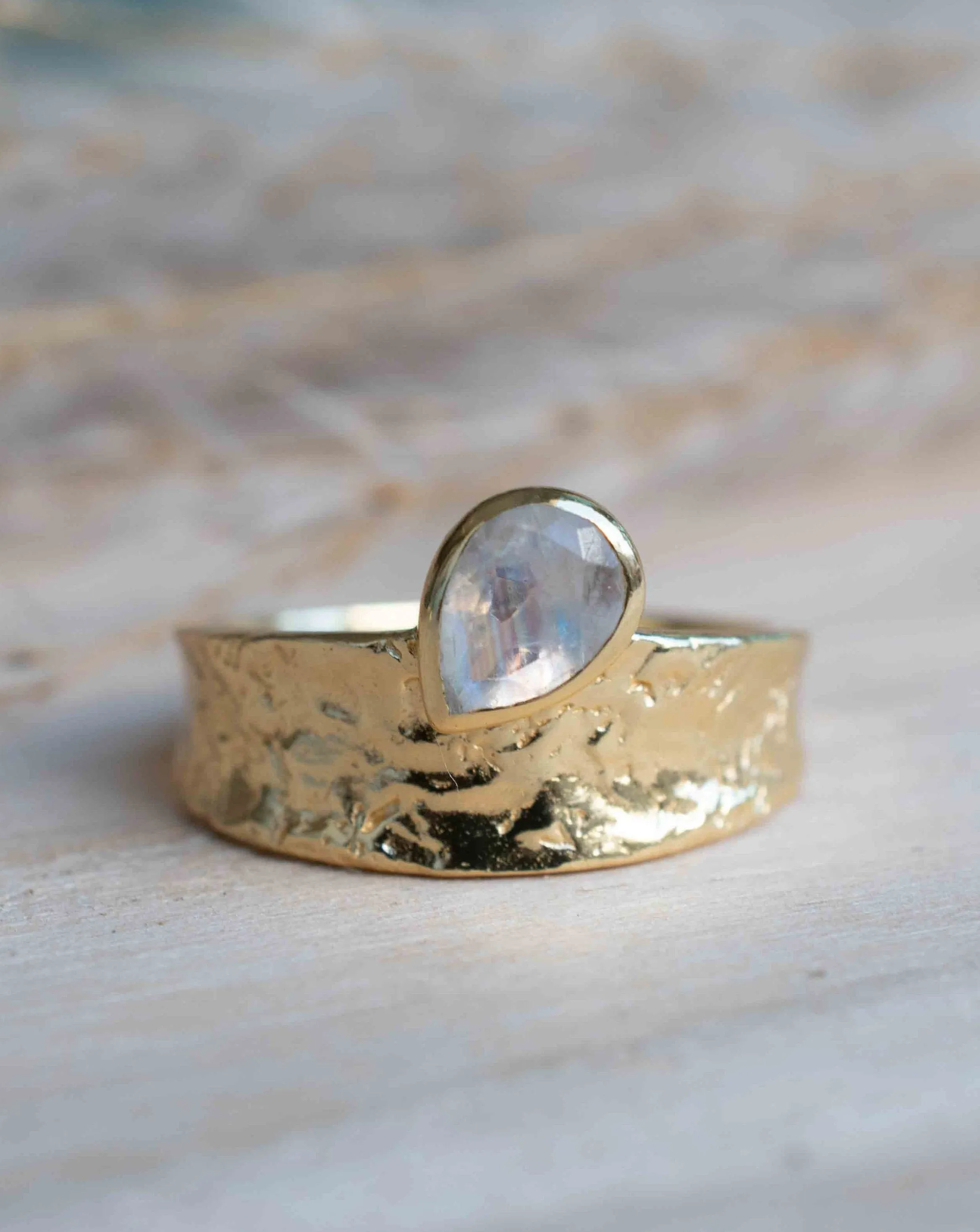 Moonstone Gold Plated Ring *  Statement Ring * Gemstone Ring * Rainbow Moonstone * Gold Ring  * Large Ring Statement * BJR289