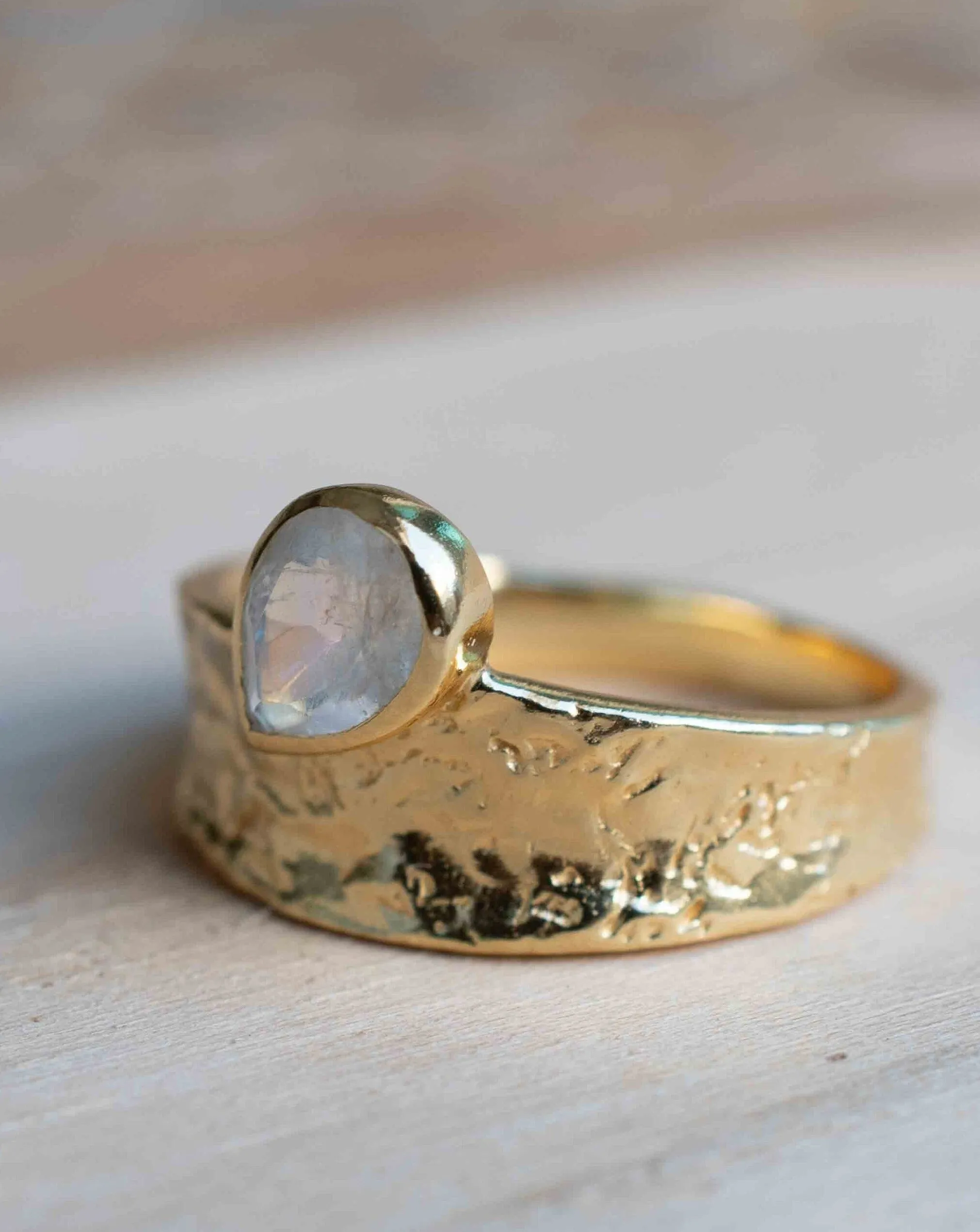 Moonstone Gold Plated Ring *  Statement Ring * Gemstone Ring * Rainbow Moonstone * Gold Ring  * Large Ring Statement * BJR289