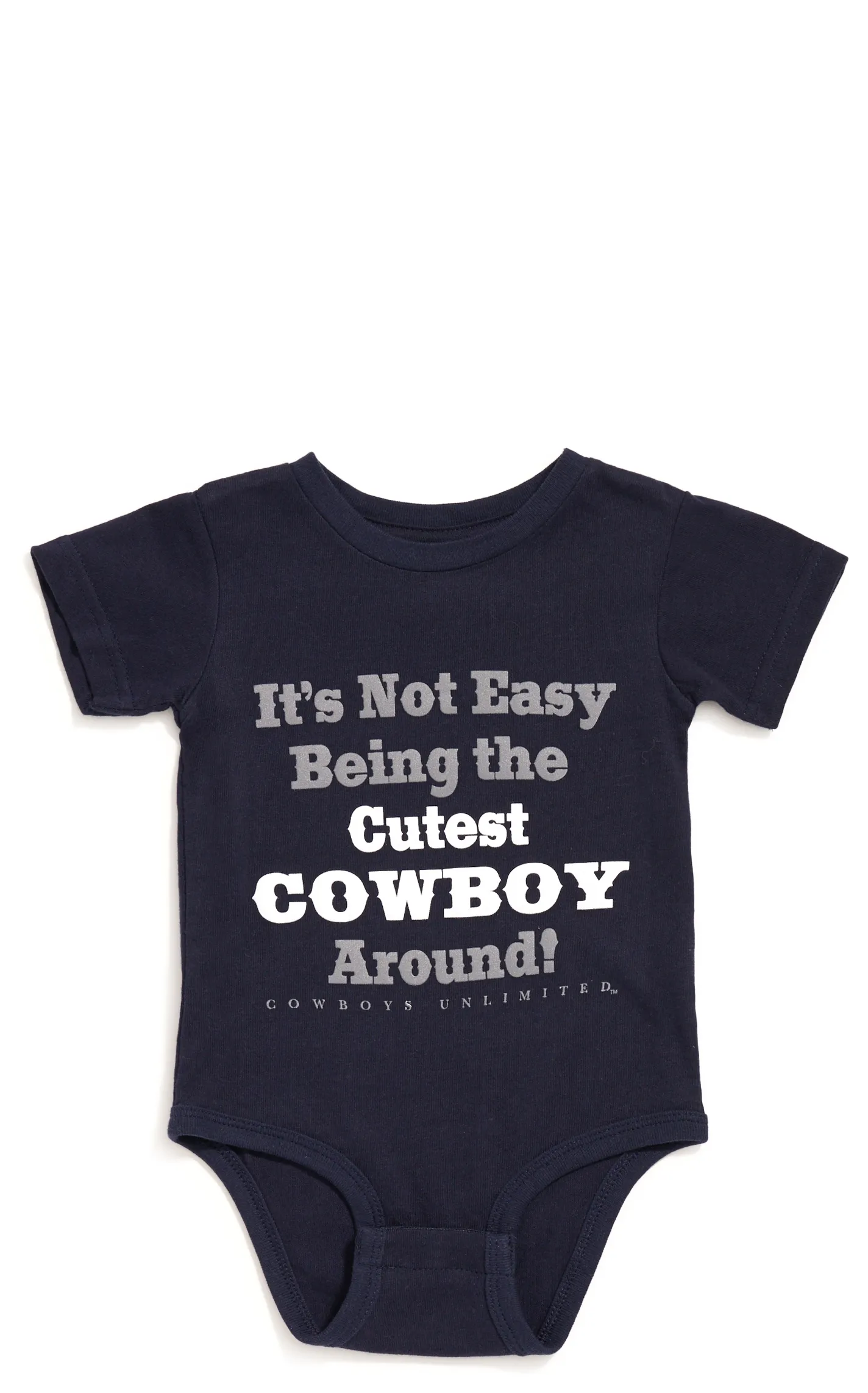 Moss Brothers Cowboys Unlimited Infant Navy Cutest Cowboy Around Short Sleeve Onesie