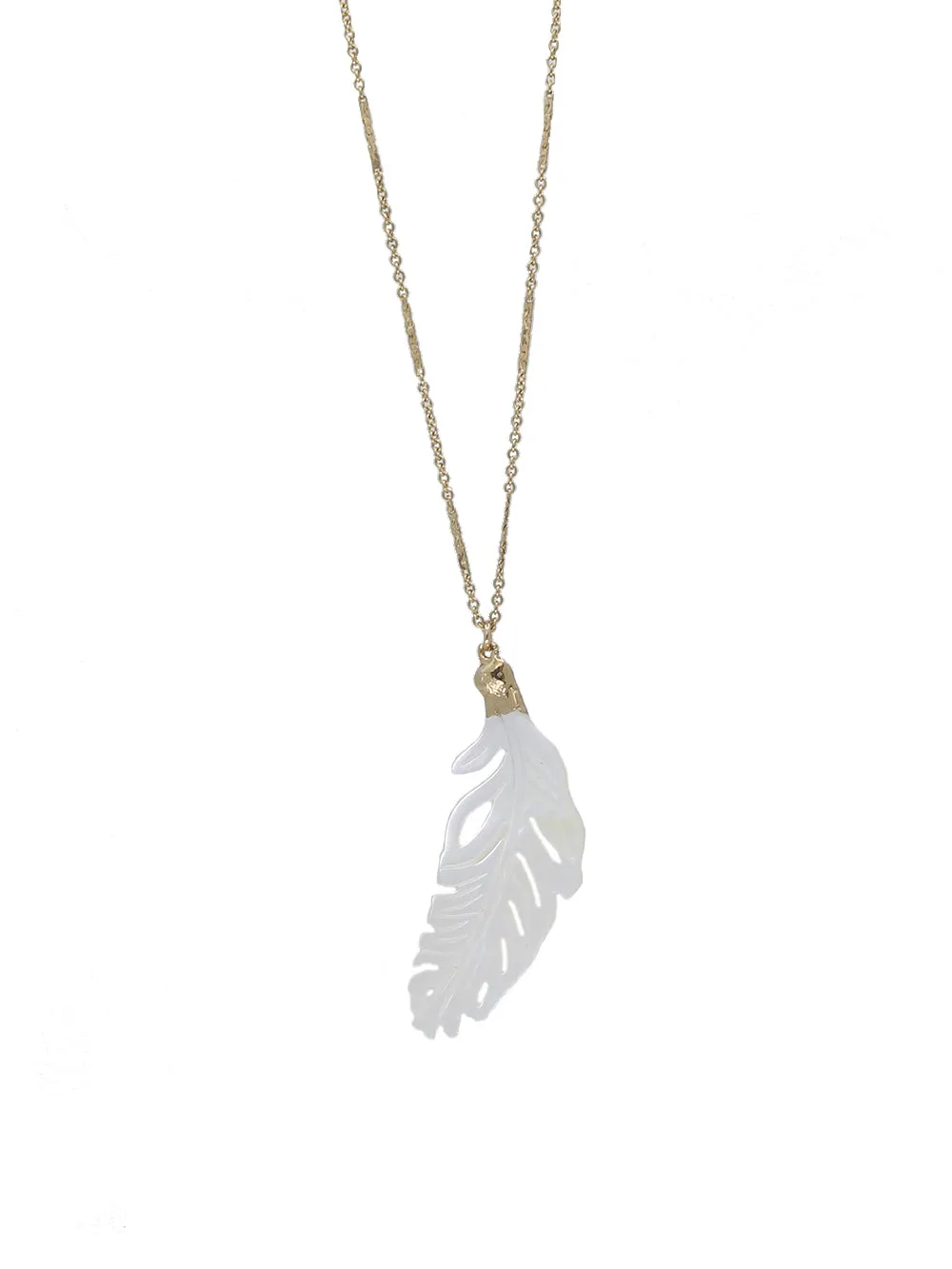 Mother of Pearl Feather Necklace