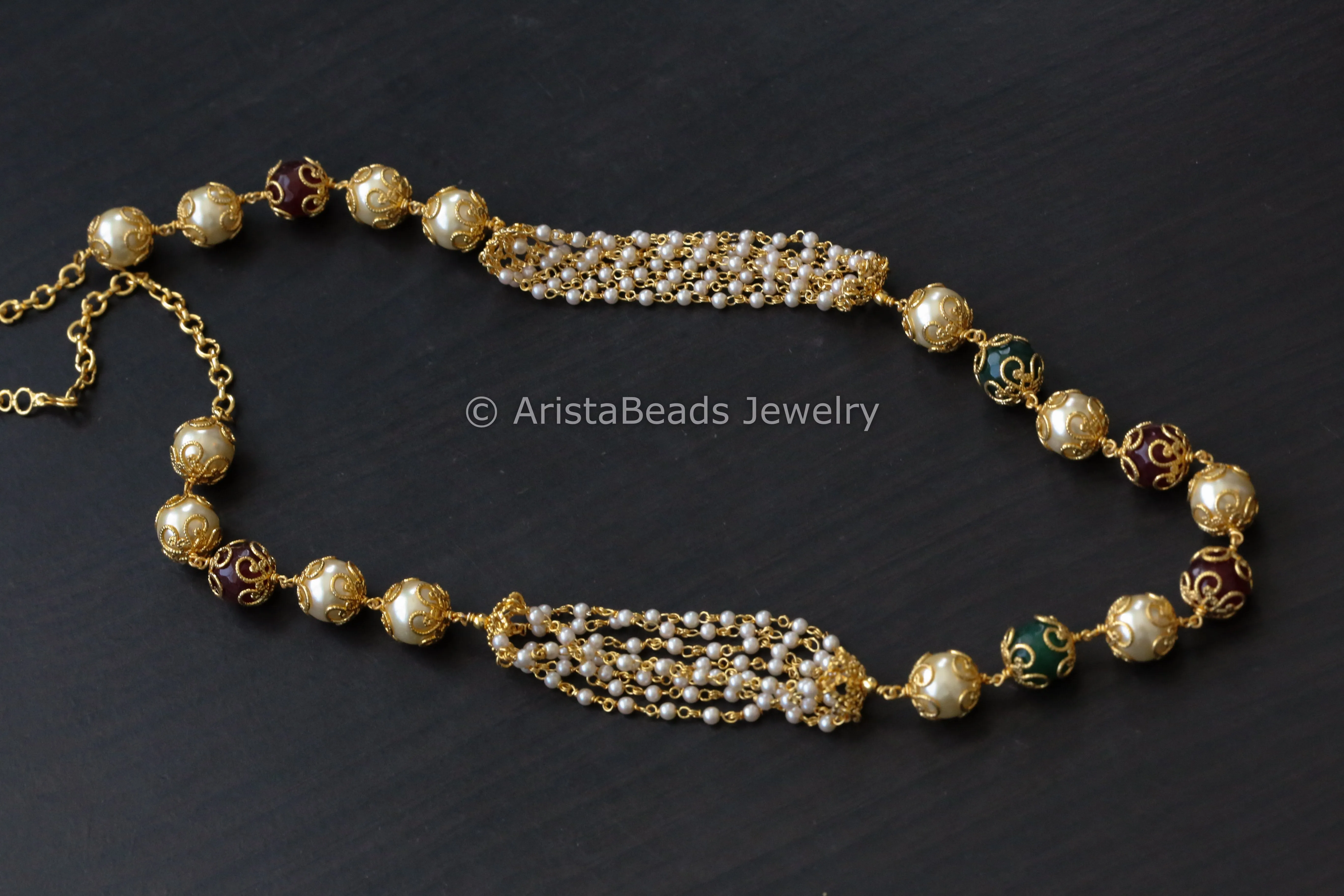 Multicolor Beads & Pearl Necklace Mala