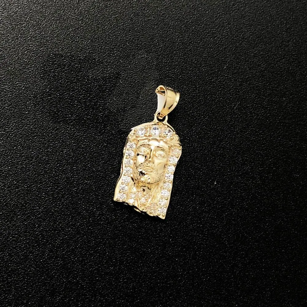 Nano Hip Hop Jesus CZ 10K Yellow Gold Pendant