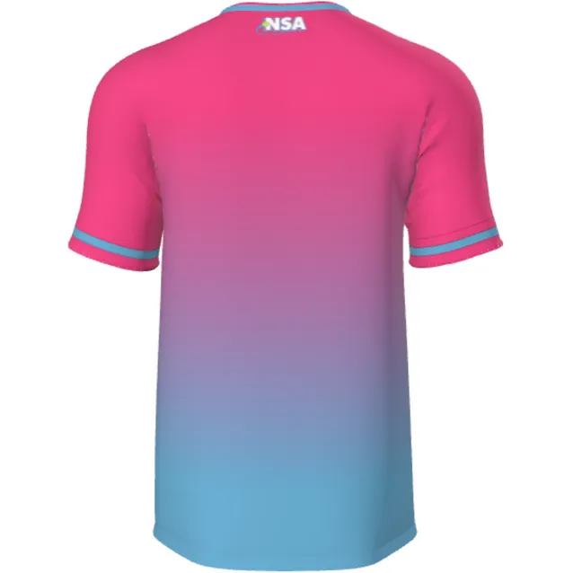 National Softball Association NSA Fade Sublimated Short Sleeve Shirt - Pink/Blue