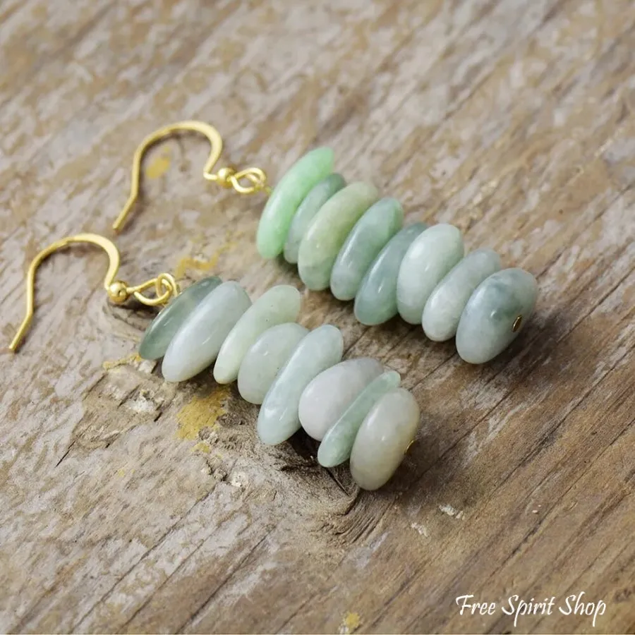 Natural Green Jade Drop Earrings