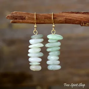 Natural Green Jade Drop Earrings