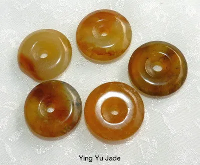 Natural Honey Color Chinese Jade Bi Symbol of Heaven Pendant (P-605)