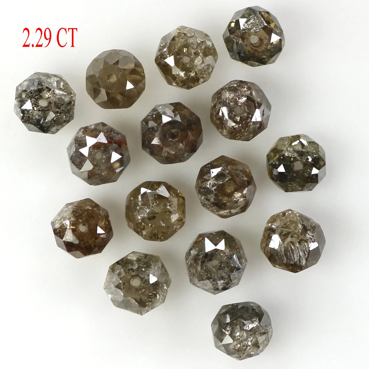 Natural Loose Bead Brown Color Diamond 2.29 CT 2.50 MM Bead Shape Rose Cut Diamond L1735