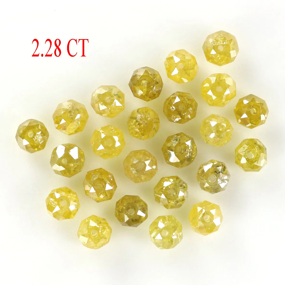 Natural Loose Bead Yellow Color Diamond 2.28 CT 2.30 MM Bead Shape Rose Cut Diamond L1710