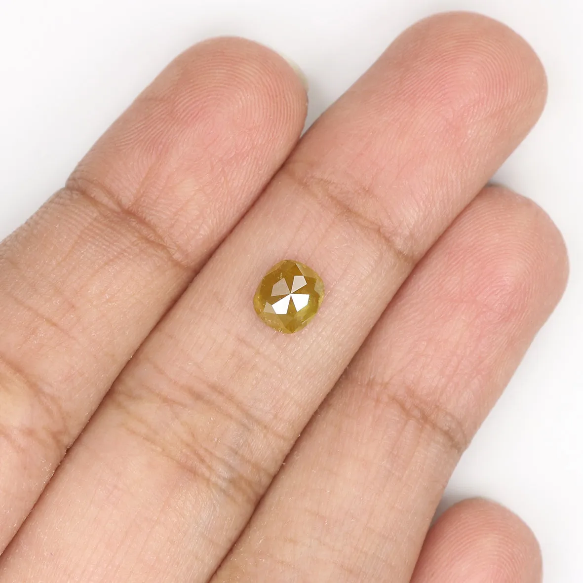 Natural Loose Cushion Yellow Color Diamond 0.80 CT 5.90 MM Cushion Shape Rose Cut Diamond KR2470