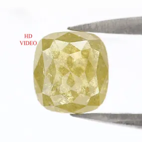 Natural Loose Cushion Yellow Color Diamond 0.85 CT 5.65 MM Cushion Shape Rose Cut Diamond L8204