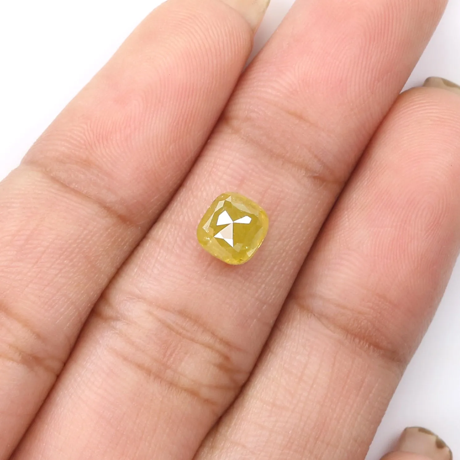 Natural Loose Cushion Yellow Color Diamond 1.35 CT 5.95 MM Cushion Shape Rose Cut Diamond L2146