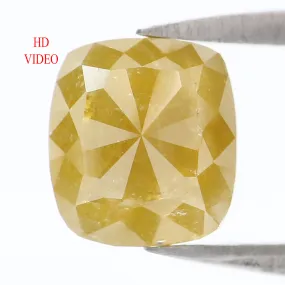 Natural Loose Cushion Yellow Color Diamond 2.17 CT 7.80 MM Cushion Shape Rose Cut Diamond KR1063