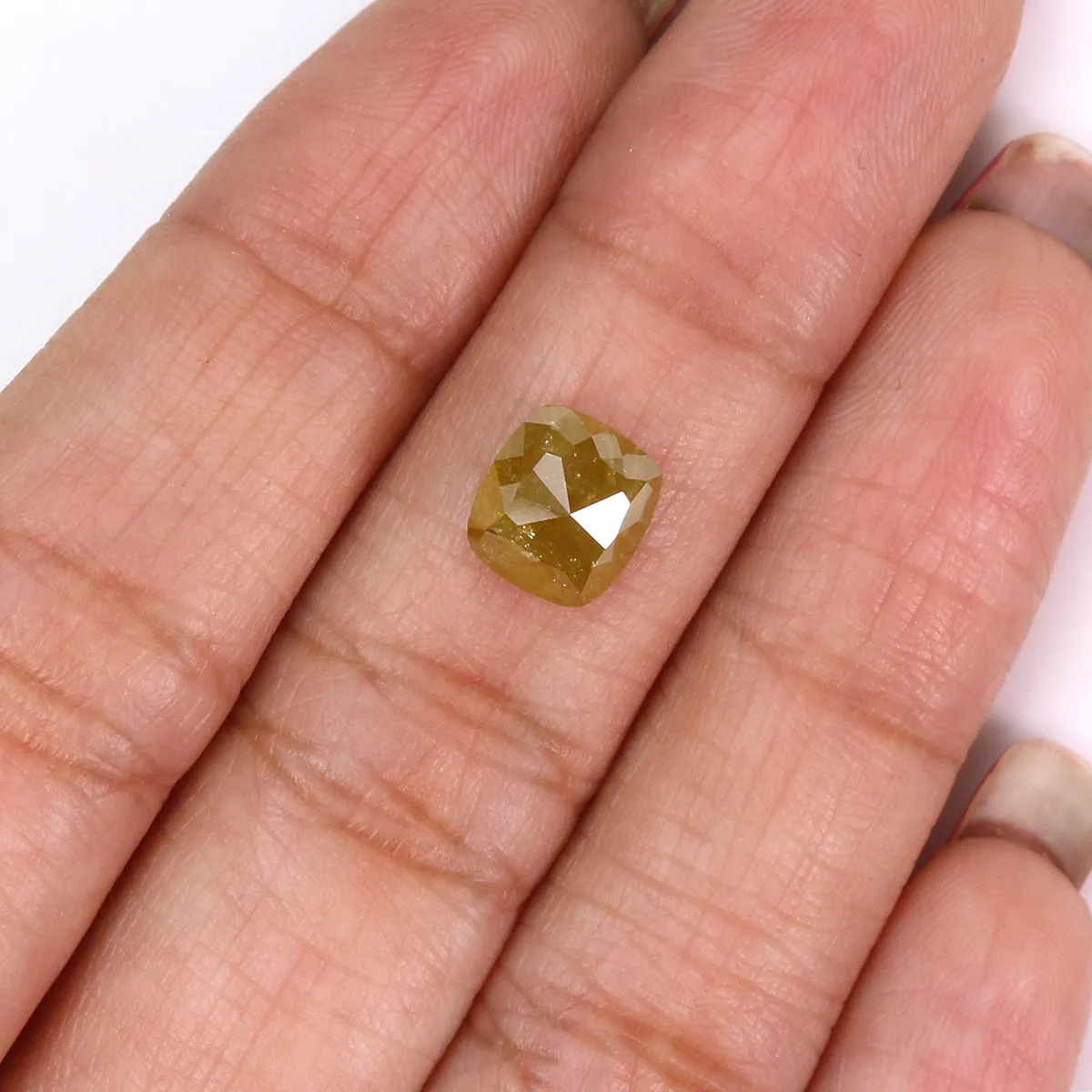 Natural Loose Cushion Yellow Color Diamond 2.17 CT 7.80 MM Cushion Shape Rose Cut Diamond KR1063