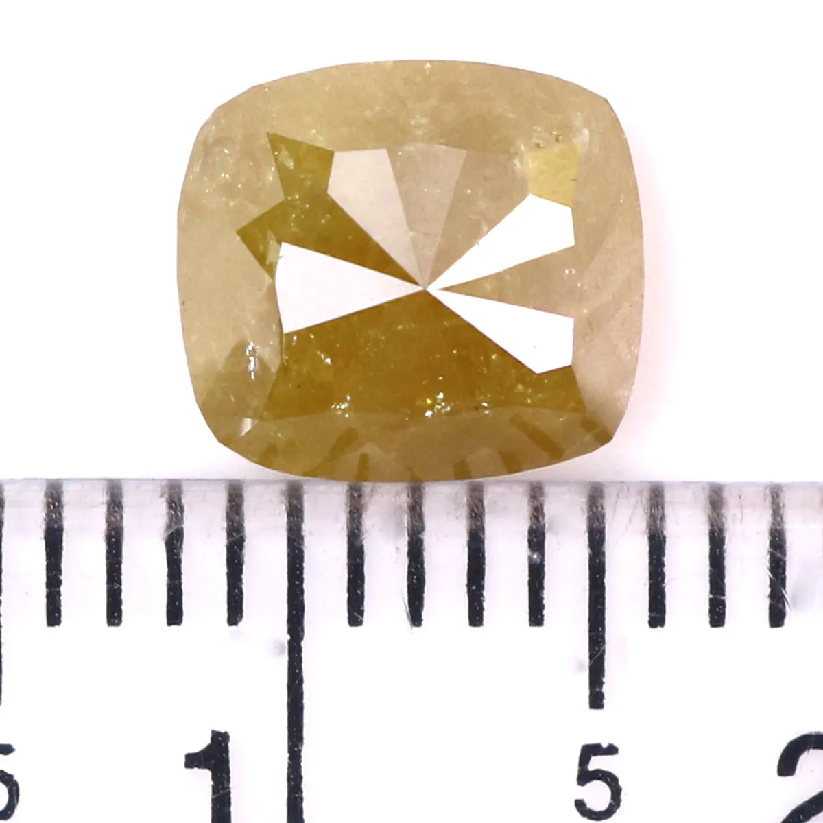 Natural Loose Cushion Yellow Color Diamond 2.17 CT 7.80 MM Cushion Shape Rose Cut Diamond KR1063