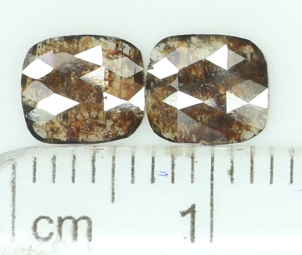 Natural Loose Diamond Cushion Pair Brown Color I3 Clarity 2 Pcs 1.12 Ct KDL6877