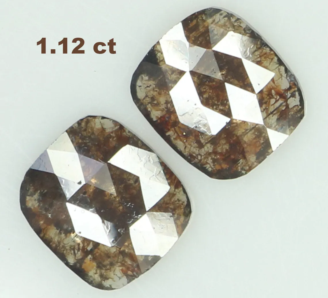 Natural Loose Diamond Cushion Pair Brown Color I3 Clarity 2 Pcs 1.12 Ct KDL6877