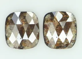 Natural Loose Diamond Cushion Pair Brown Color I3 Clarity 2 Pcs 1.12 Ct KDL6877