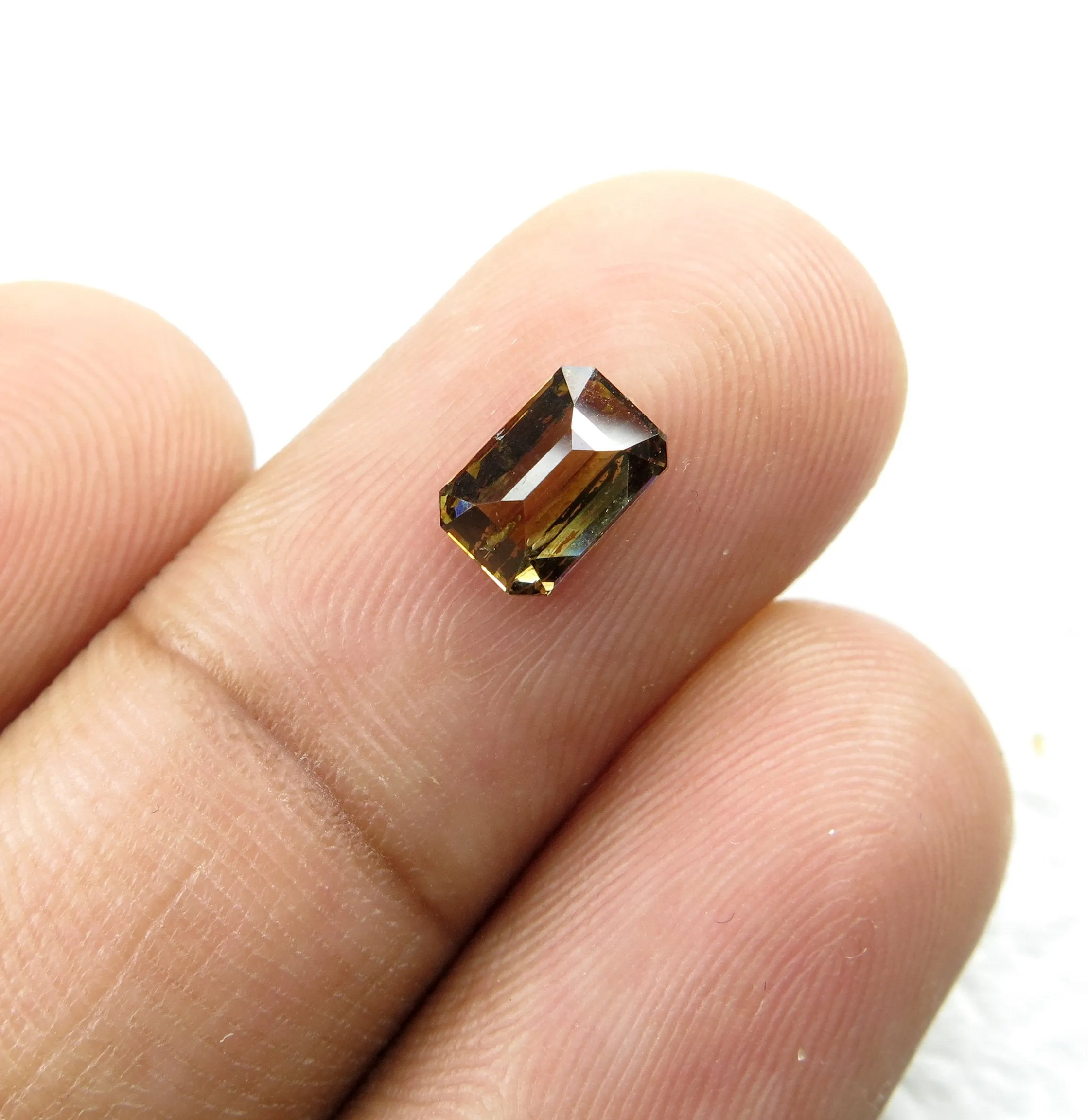 Natural Loose Diamond Emerald Fancy Deep Yellow Brown SI1 Clarity 6.90 MM 0.98 Ct