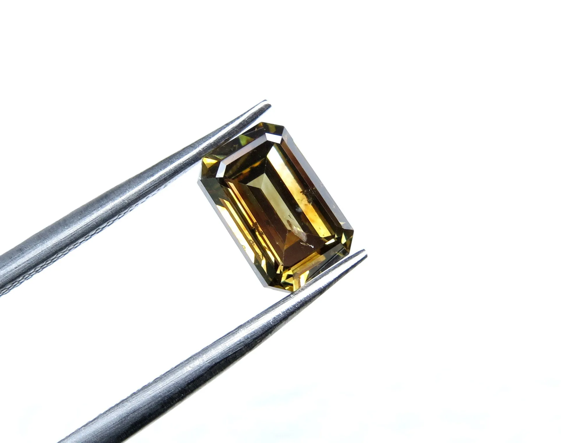 Natural Loose Diamond Emerald Fancy Deep Yellow Brown SI1 Clarity 6.90 MM 0.98 Ct