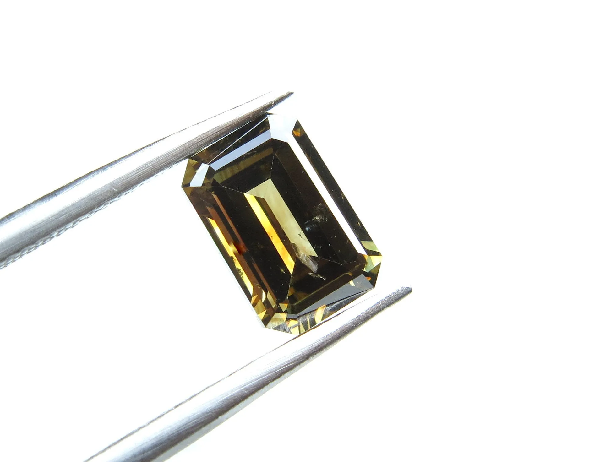 Natural Loose Diamond Emerald Fancy Deep Yellow Brown SI1 Clarity 6.90 MM 0.98 Ct