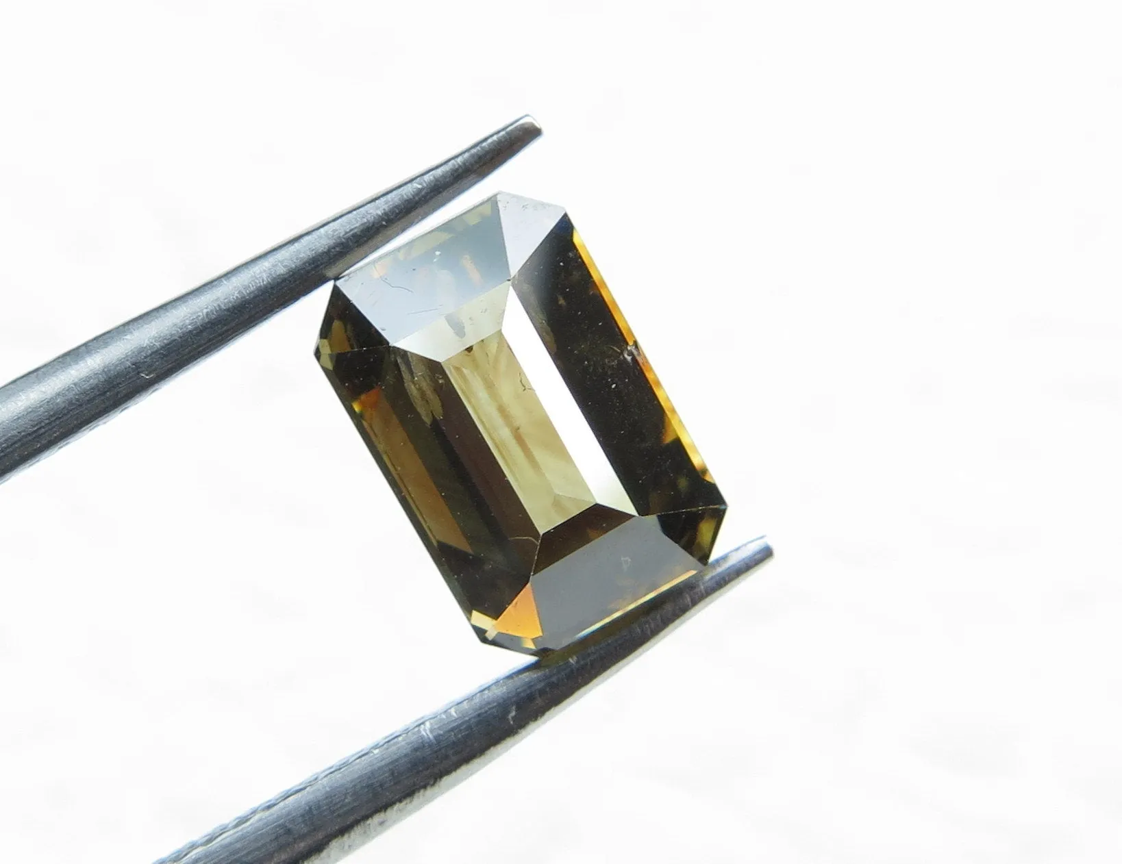 Natural Loose Diamond Emerald Fancy Deep Yellow Brown SI1 Clarity 6.90 MM 0.98 Ct