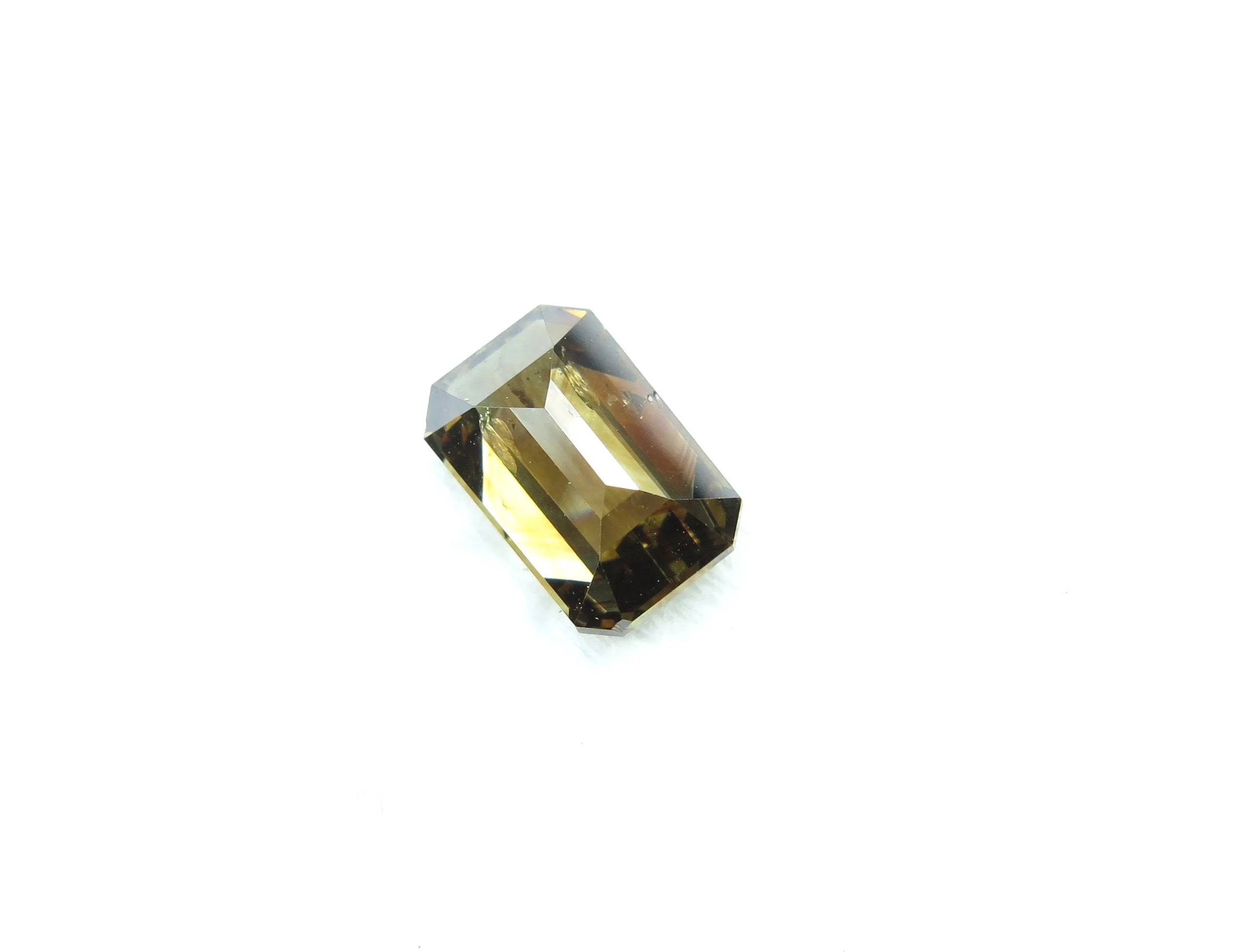 Natural Loose Diamond Emerald Fancy Deep Yellow Brown SI1 Clarity 6.90 MM 0.98 Ct